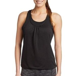 Prana Mika Double Layer Racer Tank Black Striped M